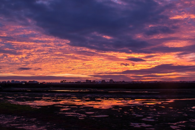 Paludi naturali al tramonto