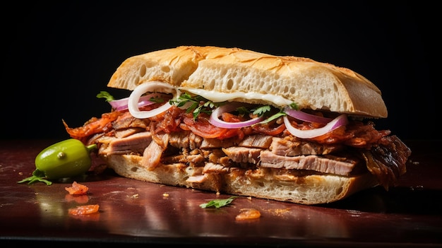 Pan con Lechn Sandwich di maiale arrosto cubano classico con Mojo e cipolle