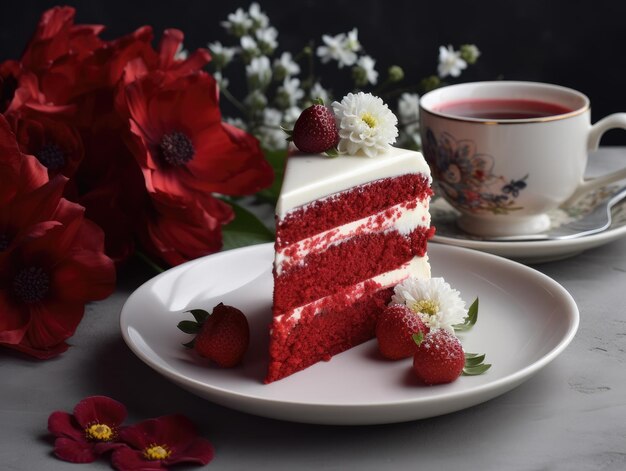 Pan di spagna alla fragola con fragole fresche IA generativa