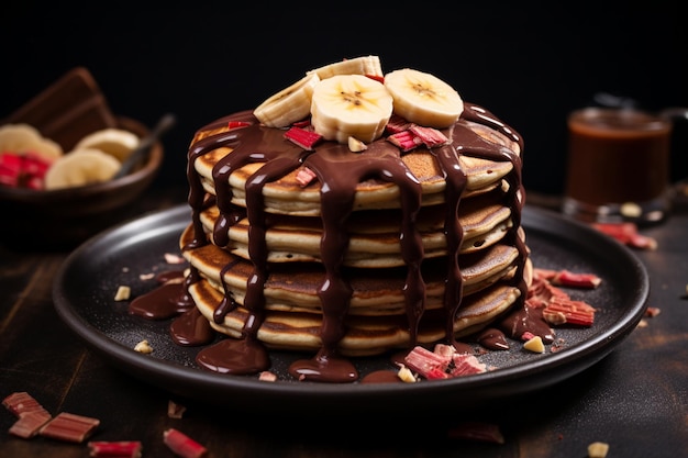 Pancake con banana in glassa di cioccolato