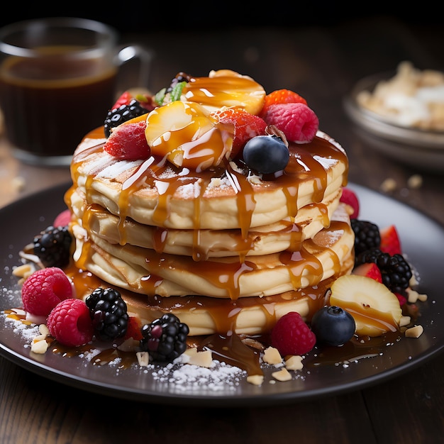 pancake con burro di arachidi e frutta