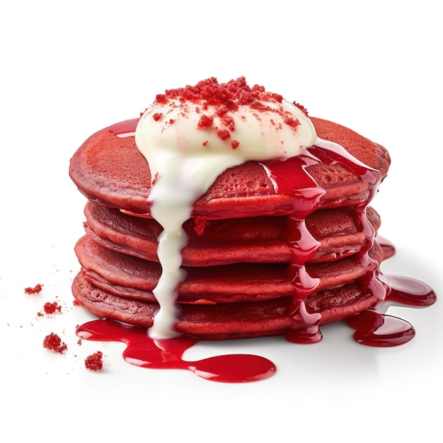 pancake di velluto rosso isolato su sfondo bianco
