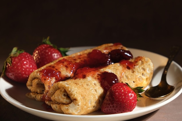 Pancakes con marmellata di fragole