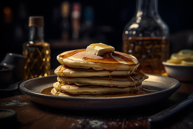 Pancakes con miele Rete neurale AI generata