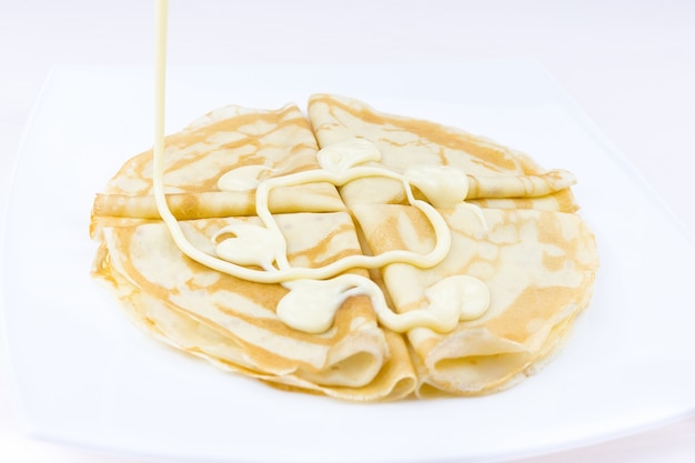 Pancakes inzuppati di latte condensato