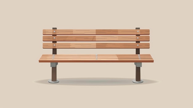 Panchina di legno per il parco o il cortile Moderna illustrazione della vista anteriore di una sedia vuota in giardino o in strada Mobili esterni urbani marroni chiari