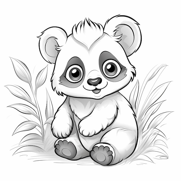 Panda carino da colorare divertente per bambini di 3 anni semplice e coinvolgente