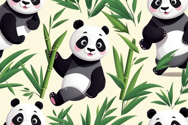 Panda carino in corsa con bambù cartone animato icona vettoriale illustrazione animale natura icona concetto isolato