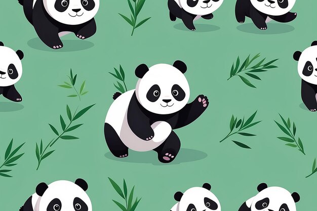 Panda carino in corsa con bambù cartone animato icona vettoriale illustrazione animale natura icona concetto isolato