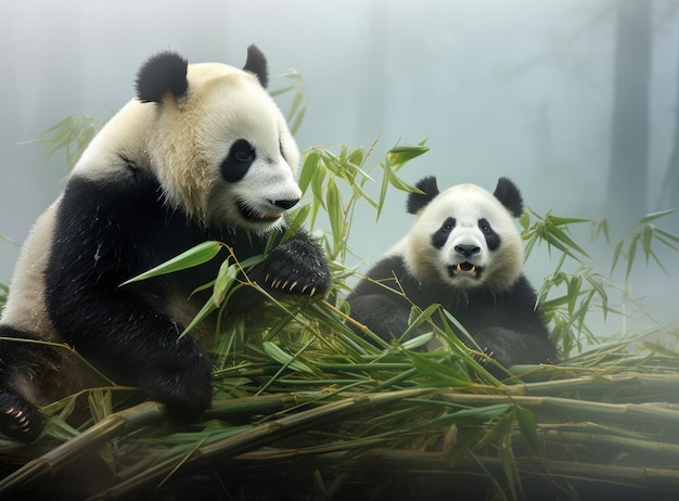 Panda carino su sfondo naturale