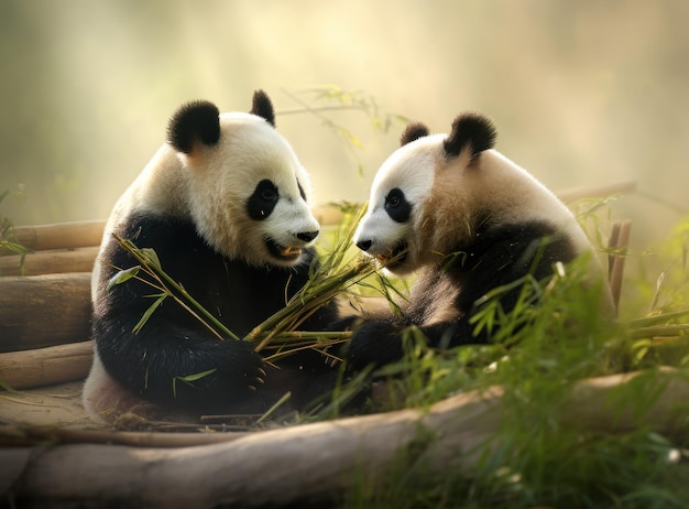 Panda carino su sfondo naturale