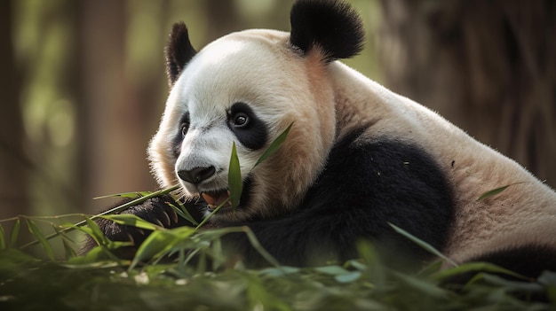 panda che mangia bambù generativo ai