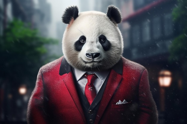 Panda in giacca e cravatta AI generativa