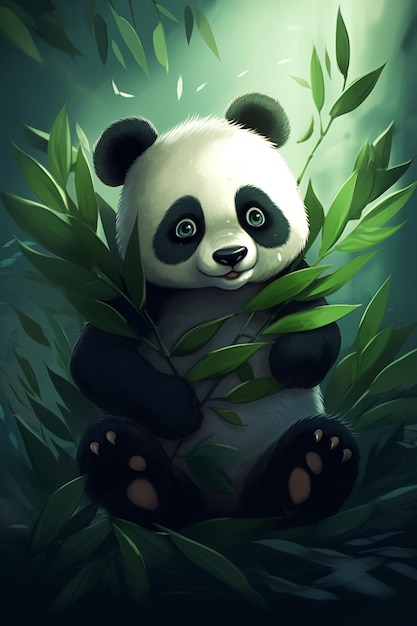 Panda negli sfondi della giungla