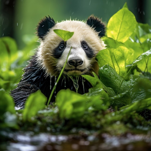 Panda nel suo habitat naturale Fotografia della fauna selvatica IA generativa