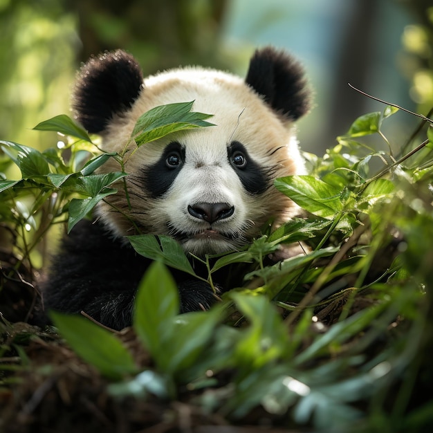 Panda nel suo habitat naturale Fotografia della fauna selvatica IA generativa