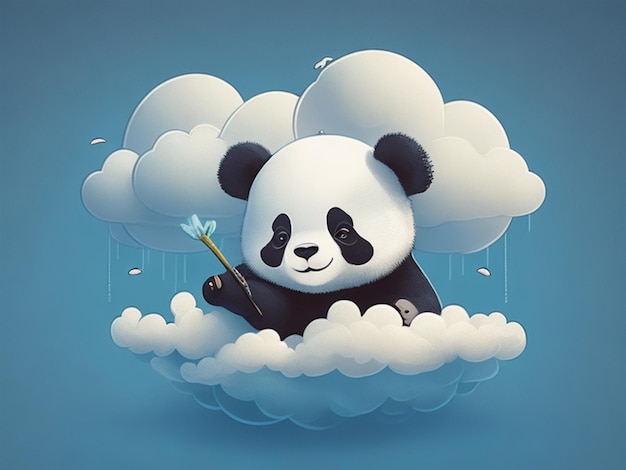 panda nell'illustrazione della nuvola