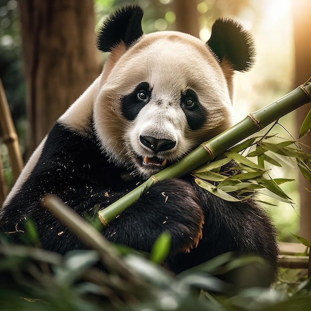 Panda nella foresta di bambù