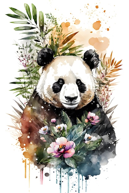 panda nella foresta. stile acquerello