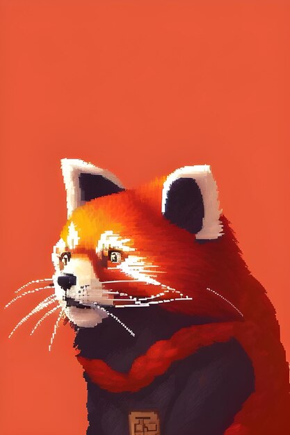 Panda rosso in stile pixel