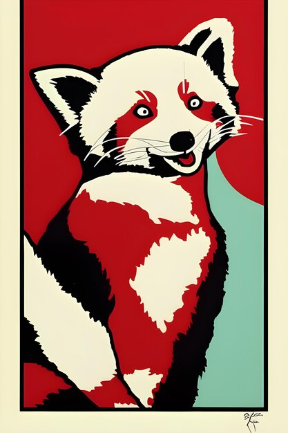 Panda rosso in stile popart