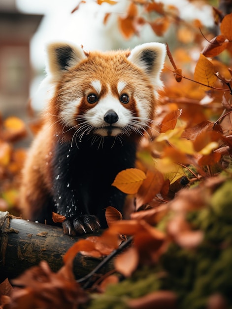 Panda rosso nel suo habitat naturale IA generativa per la fotografia naturalistica