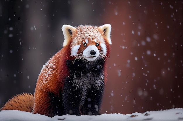 Panda rosso nella neve wintergenerative ai