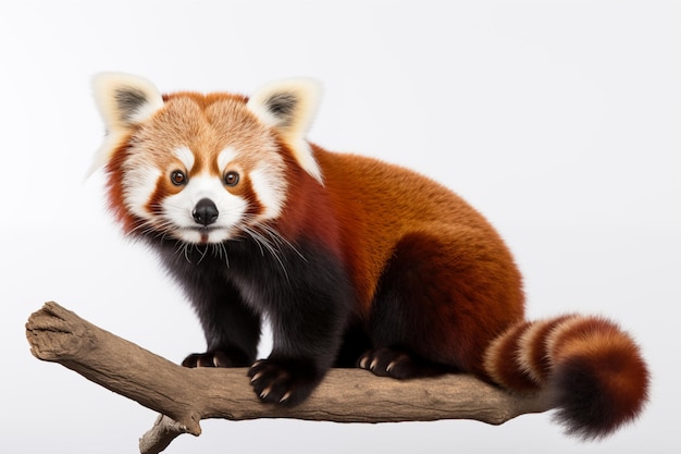 Panda rosso su sfondo bianco isolato Animale