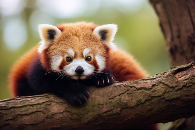 panda rosso su un ramo di un albero