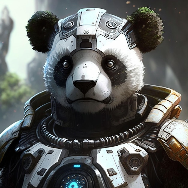 Panda Space Warrior Character Design Generativo Ai