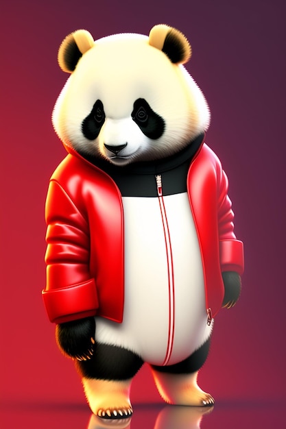 Panda vestito di rosso