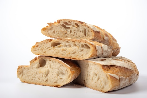 Pane a lievitazione naturale isolato su sfondo bianco Concetto di cibo IA generativa