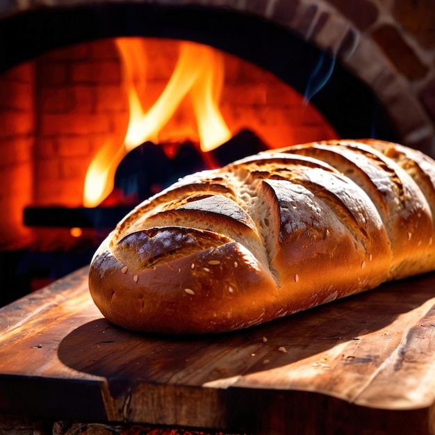 Pane al forno artigianale al forno tradizionale a legna vecchio stile