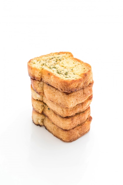 pane all&#39;aglio su sfondo bianco