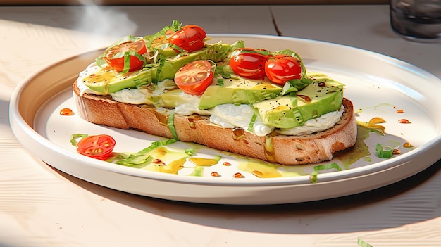 Pane All'Avocado Con Mozzarella E Pomodoro