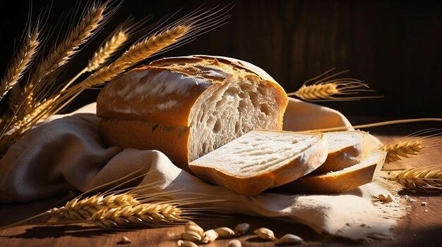 Pane appena cotto e fragrante tagliato in fette