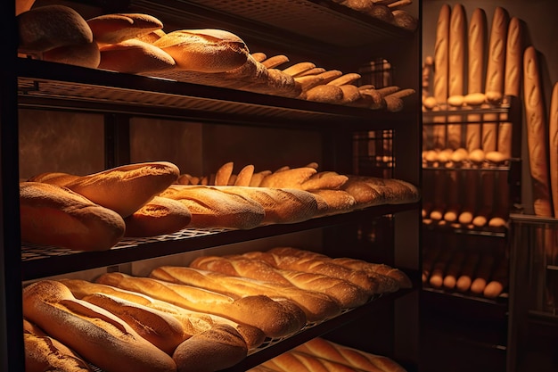 Pane appena sfornato in negozio