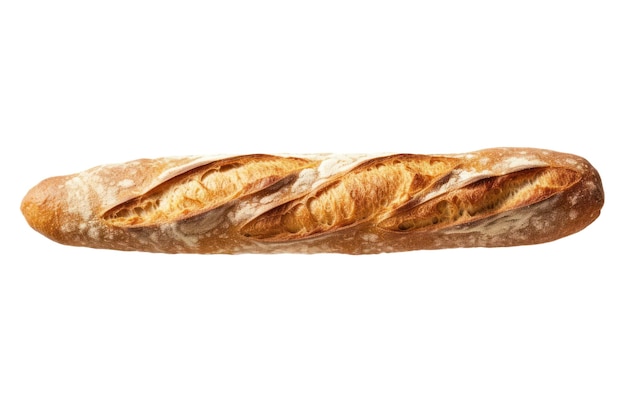 Pane baguette francese isolato su sfondo trasparente vista dall'alto IA generativa