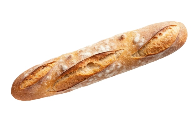 Pane baguette francese isolato su sfondo trasparente vista dall'alto IA generativa