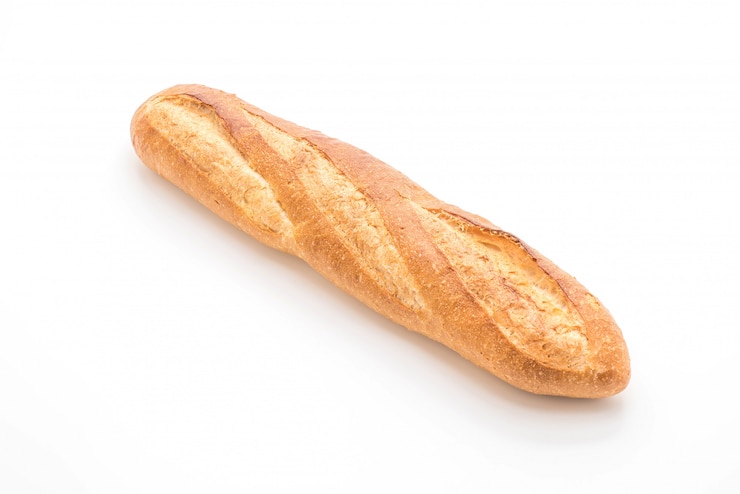 Foto pane baguette su sfondo bianco