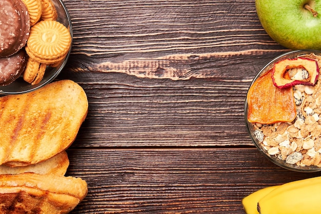 Pane, banana e muesli Battaglia per uno stile di vita sano