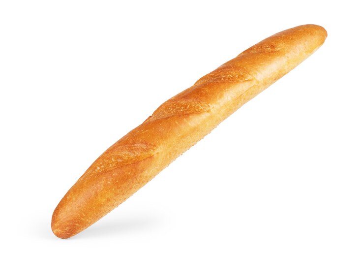 Foto pane bianco baguette francese isolato su uno sfondo bianco bakery
