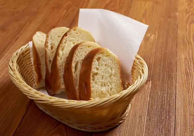 Pane ciabatta affettato .closeup. pane di fattoria