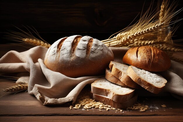 Pane di grano fresco sul legname