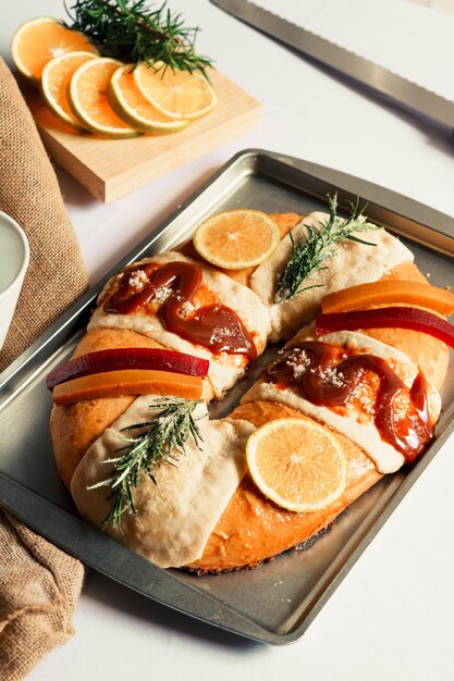 Pane di stagione, rosca de reyes. Cibo messicano.