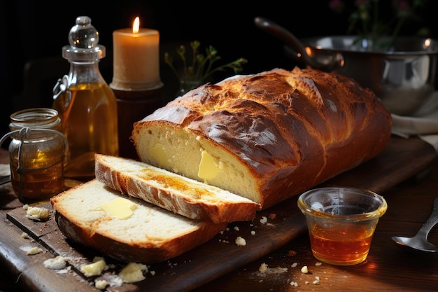 Pane dorato fatto in casa con IA generativa di zenzero fresco