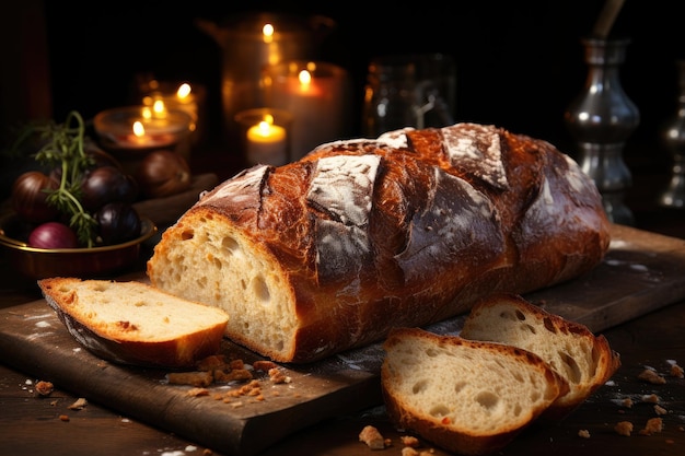 Pane dorato fatto in casa con IA generativa di zenzero fresco