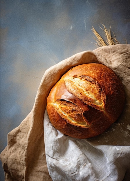 Pane fatto in casa con semi su sfondo rustico Pane rustico