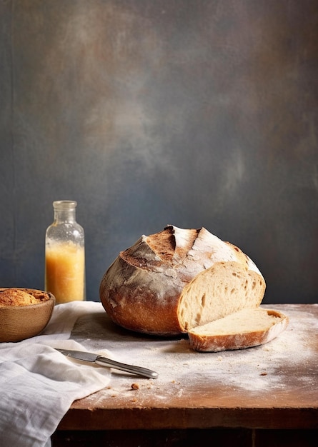 Pane fatto in casa con semi su sfondo rustico Pane rustico