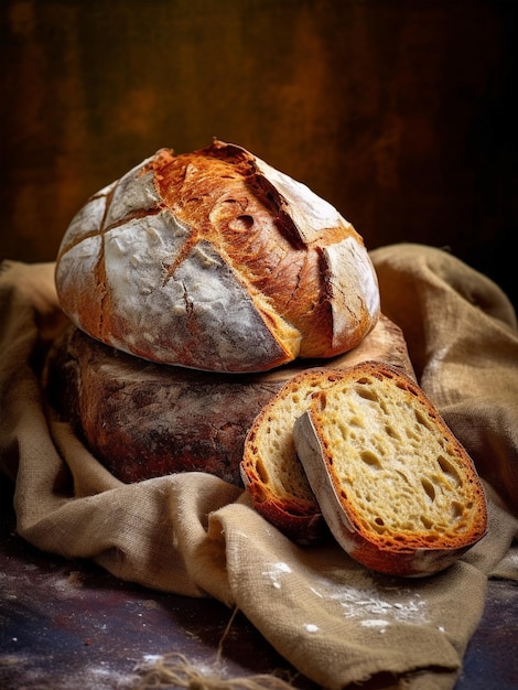 Pane fatto in casa con semi su sfondo rustico Pane rustico